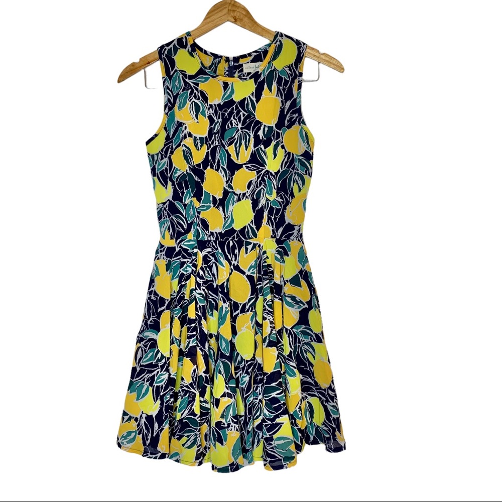 MAISON JULES Barcelona Lemon Fit & Flare Dress Sz XS
